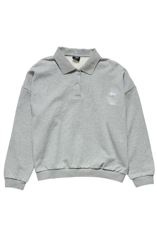 Stussy Womens Graffiti OS Fleece Polo Sweaters Grey - YWZQH0472